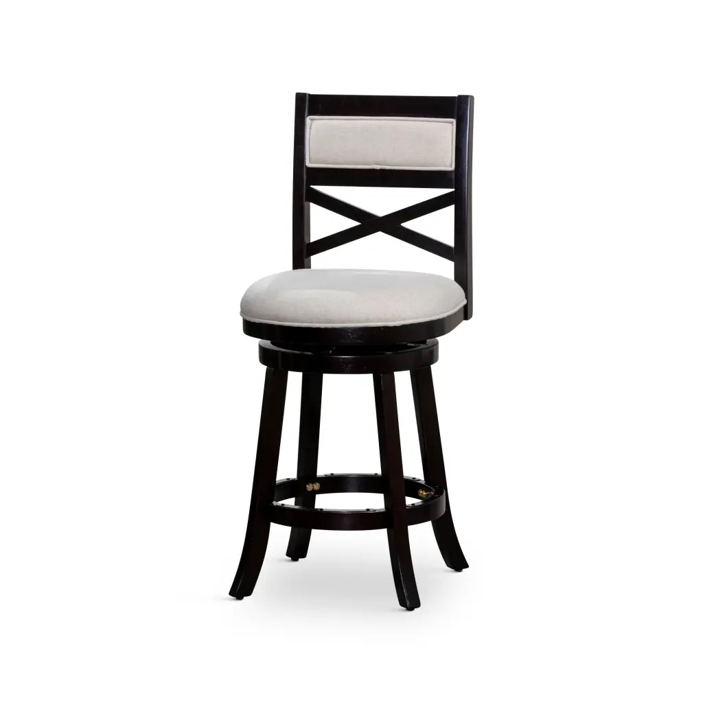 24 Inch Counter Height X Back Swivel Stool Espresso Finish Beige Material dty home