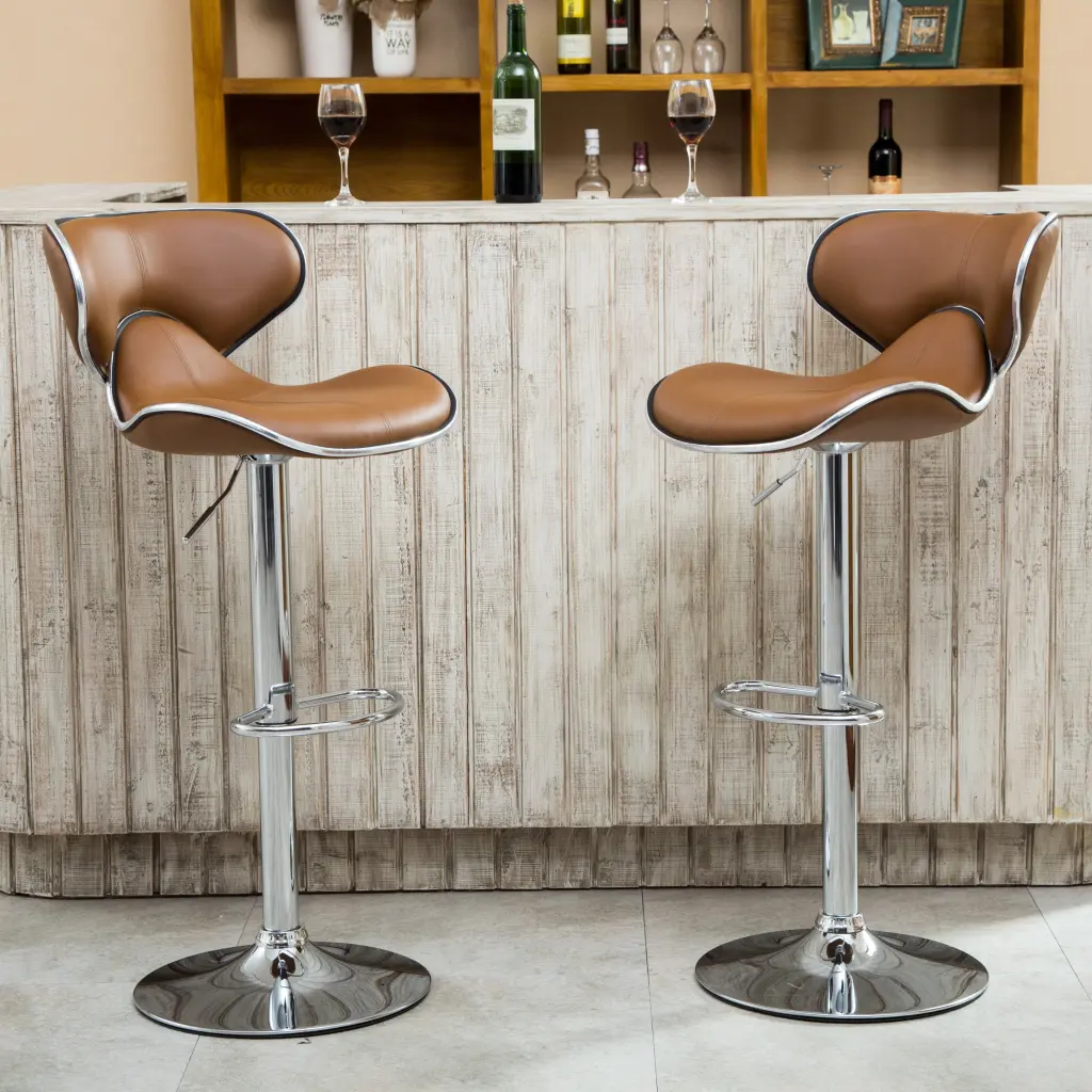 Masaccio Upholstery Airlift Adjustable Swivel Barstool Chrome Base hz