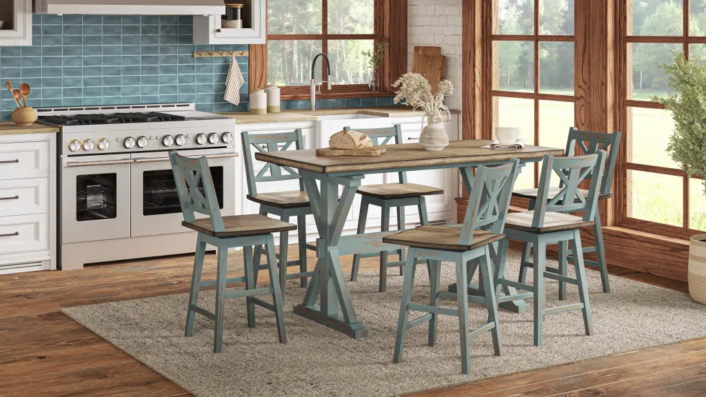 Swivel Counter Stool Aqua Blue Solid Timber MDF ihomefurnishings