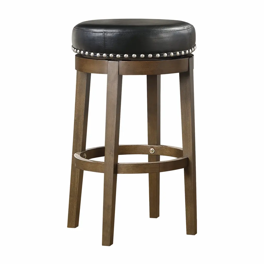 Set 2 Round Swivel Bar Stools Black Faux Hide and 360 Degree Rotation kanepe