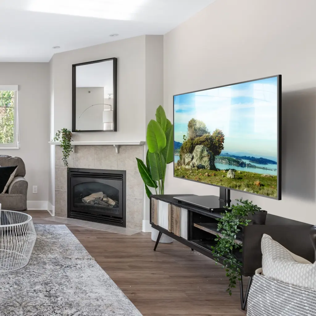 Modern Universal TV Stand 32 to 65 inch TVs Swivel Mount Black Rfiver