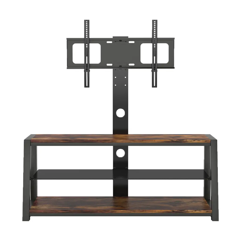 Canddidliike Wooden TV Storage Stand Tempered Glass Height Adjustable Swivel 32 to 65-inch TVs Veryke