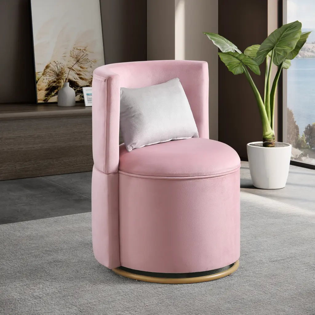 360 Degree Swivel Velvet Accent Chair Hidden Storage Ottoman Modern Lounge relax down