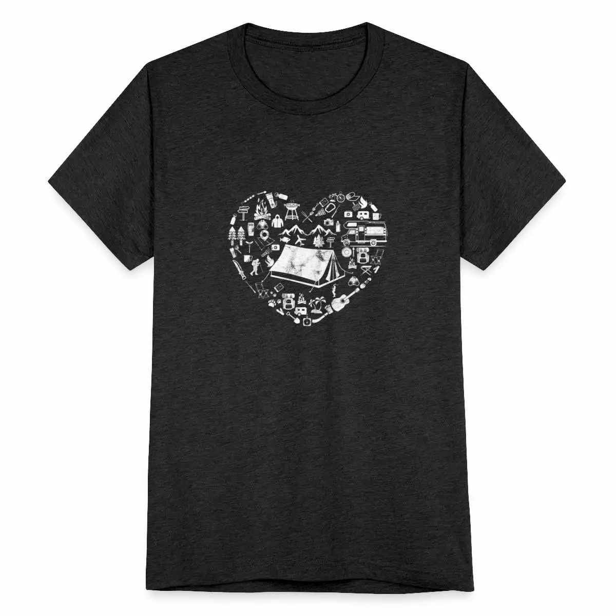 Camping Heart Tent RV Camper Scout Camp Fire Gift Unisex Tri-Blend T-Shirt