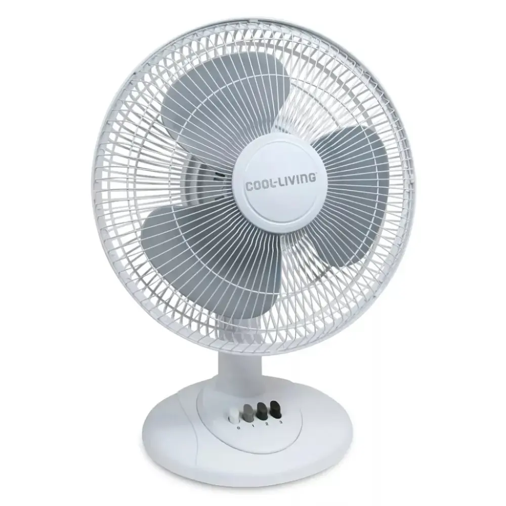 Cool Living 3 Speed Oscillating 12 Inch Alabaster Table Fan Remote Control