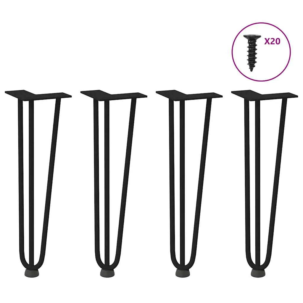 Hairpin Table Legs 4 pcs Black 16.5 Inches Solid Steel Furniture Legs