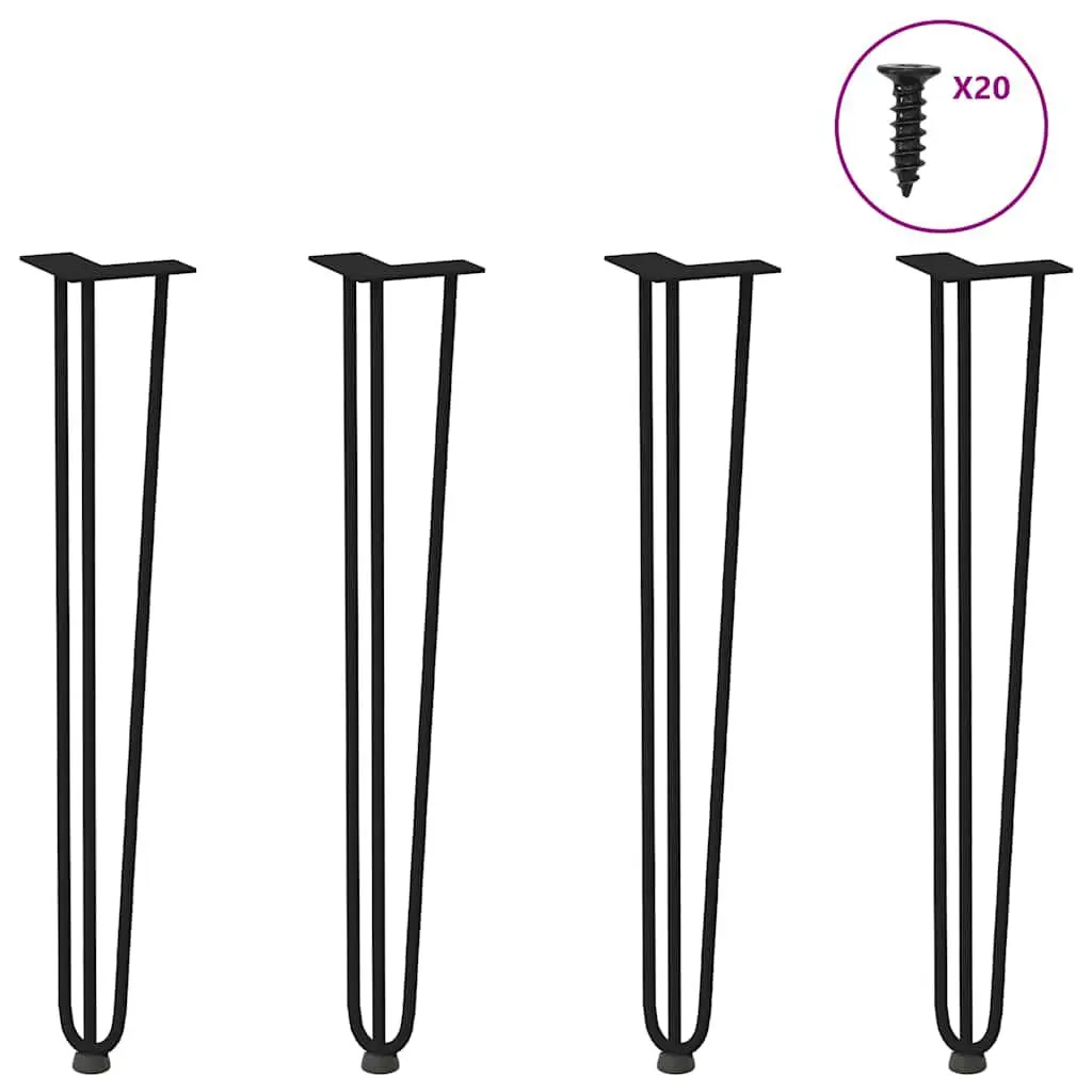 Hairpin Table Legs 4 pcs Black 28.3 Inches Solid Steel Furniture Legs