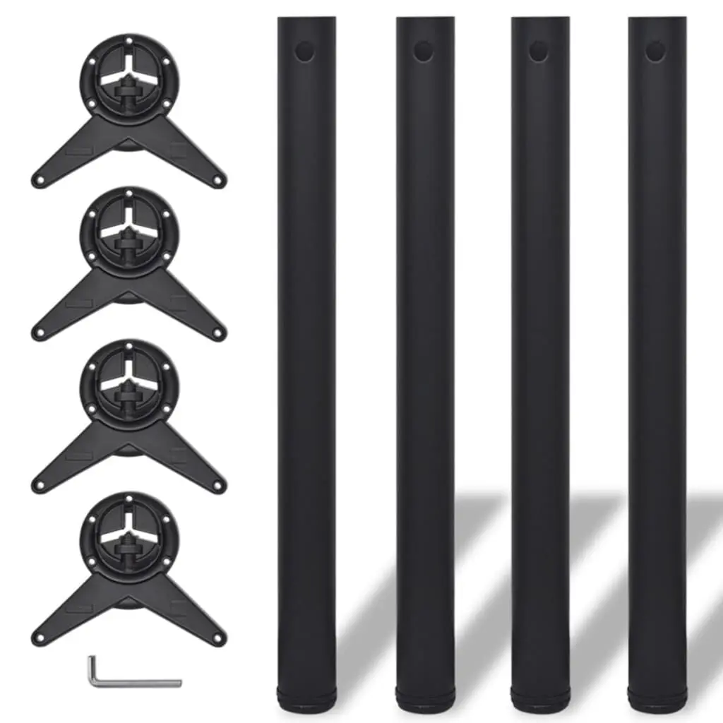 4 Height Adjustable Table Legs Black 28 Inches Heavy Duty Furniture Supports