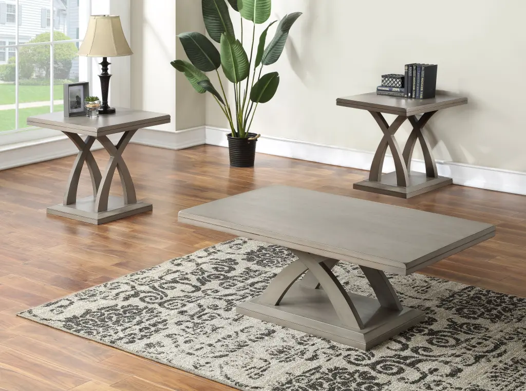 Jocelyn 3 Piece Table Set Sofa End Coffee Tables Gray Timber steve silver furniture