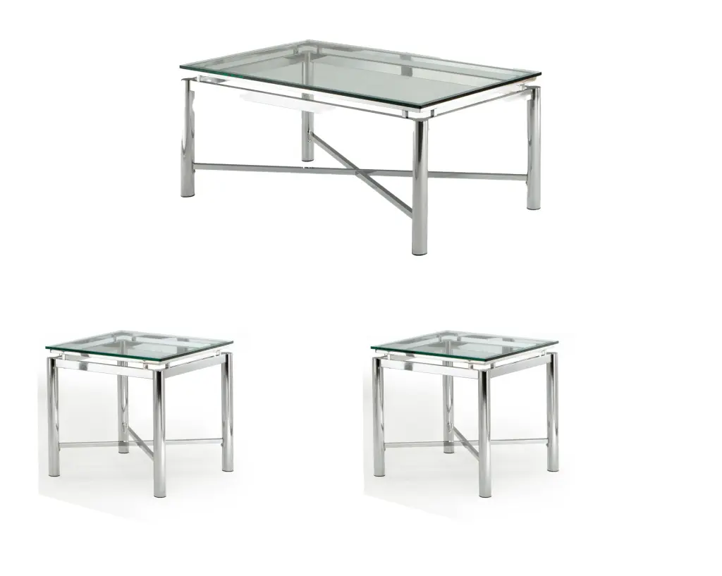 Nova 3 Piece Occasional Table Set Gray Stainless Alloy Metal steve silver furniture