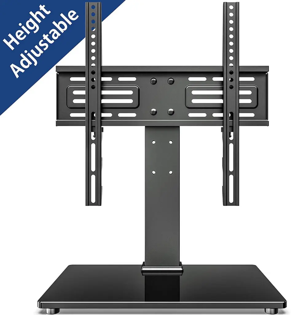 FITUEYES Adjustable Table Top TV Stand 27-55 Inch TVs Tempered Glass Base Holds 88lbs Kadell