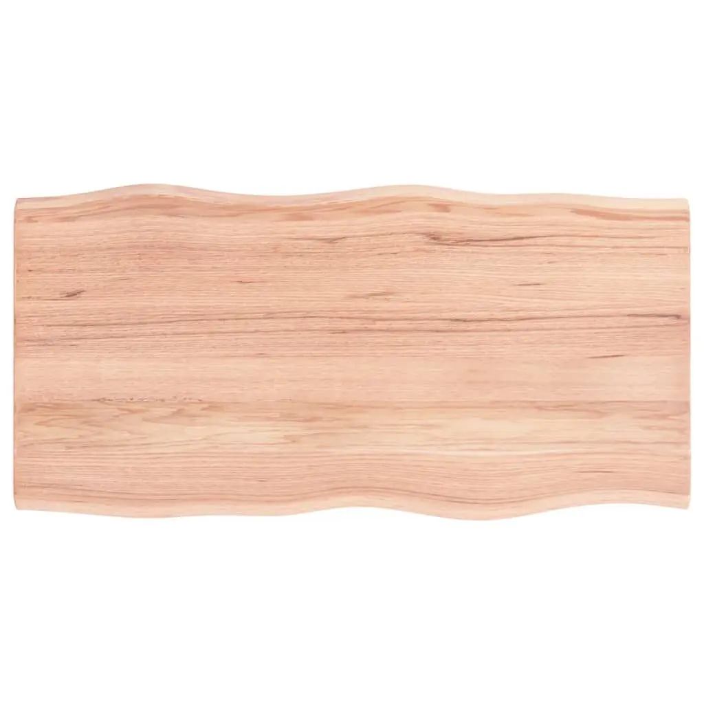 39.4x19.7 Inch Light Brown Treated Solid Wood Oak Live Edge Table Top