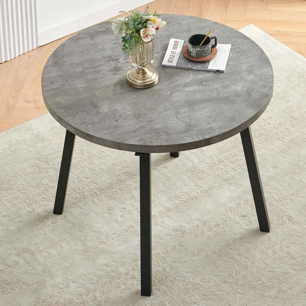 Table Top Only Grey Round Dining Table Stone Gray MDF Modern Kitchen Surface bn smart home w1164