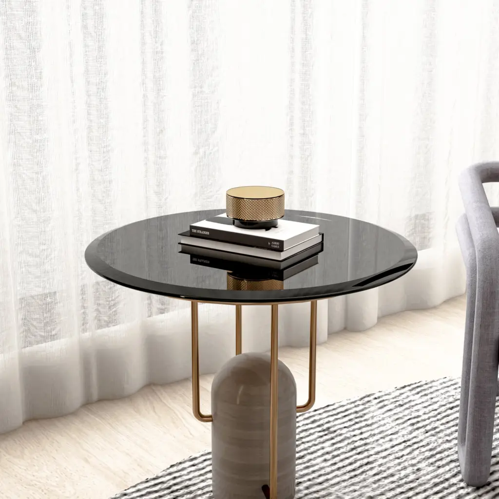 24 Inch Round Tempered Glass Table Top - 2.5 Inch Thick Black Glass Dining Top sya furniture