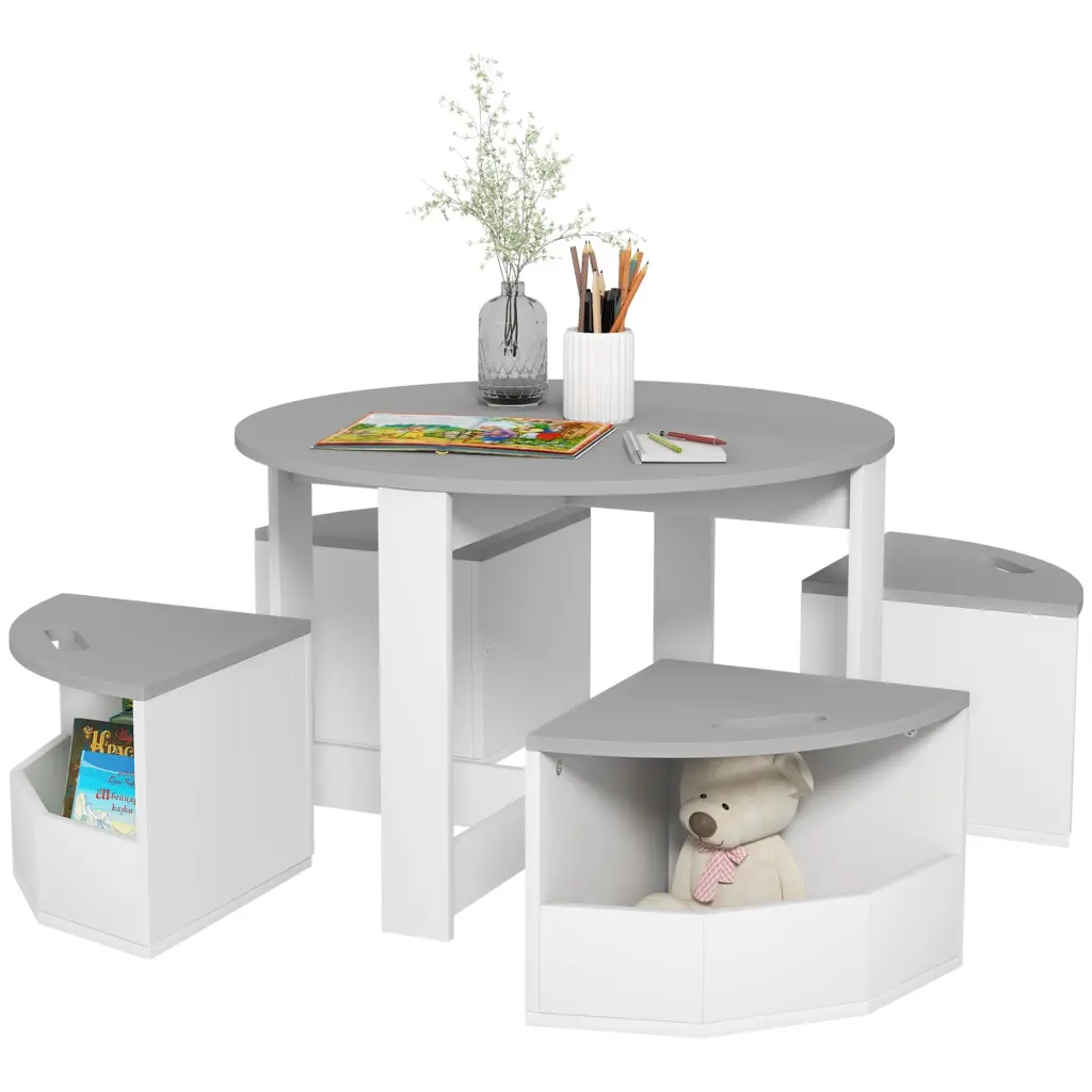 Qaba 5-Piece Kids Table and Chairs Set Toddlers aosom business
