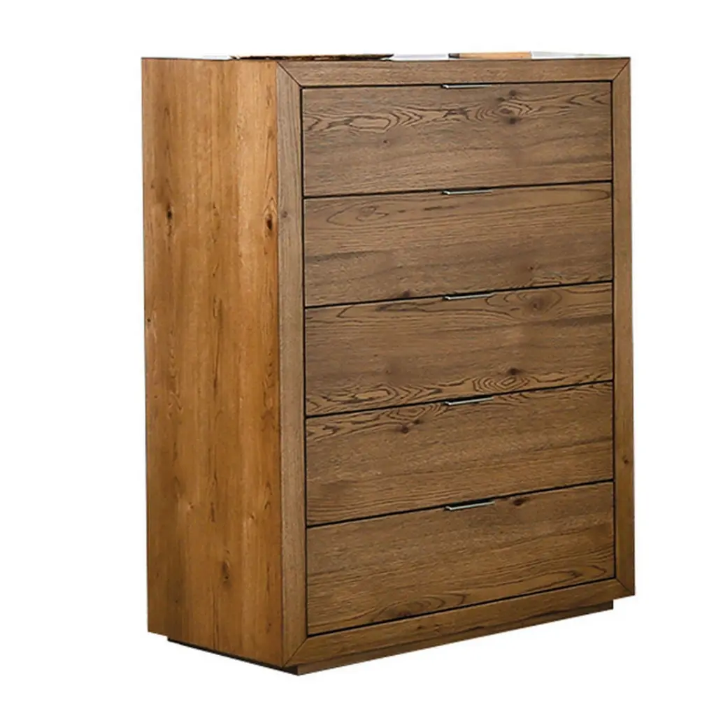 Lier 48 Inch Tall Dresser Chest Brown Wood 5 Drawers royal hampton