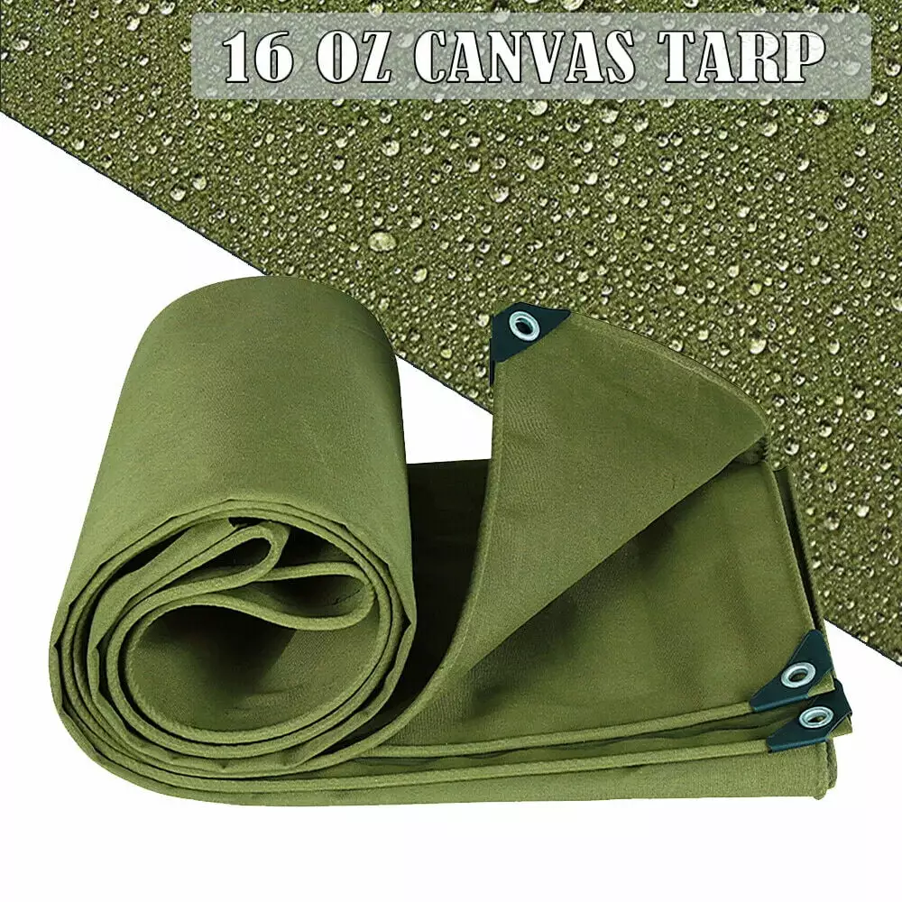 16oz Heavy Duty Canvas Tarp Camping Garden Shade Tent 10