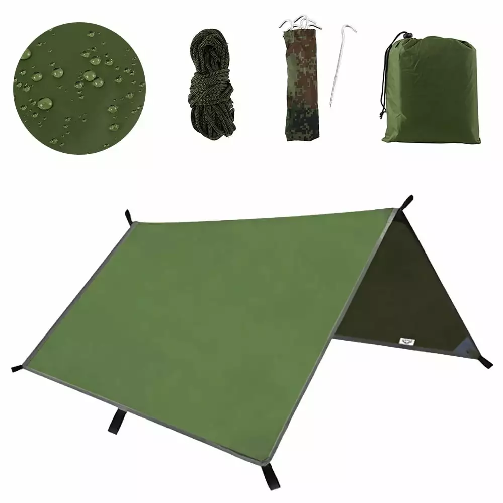 HOTBEST 10x10 FT Waterproof Tarp Sun Shelter Tent Camping Hammock Rain Fly