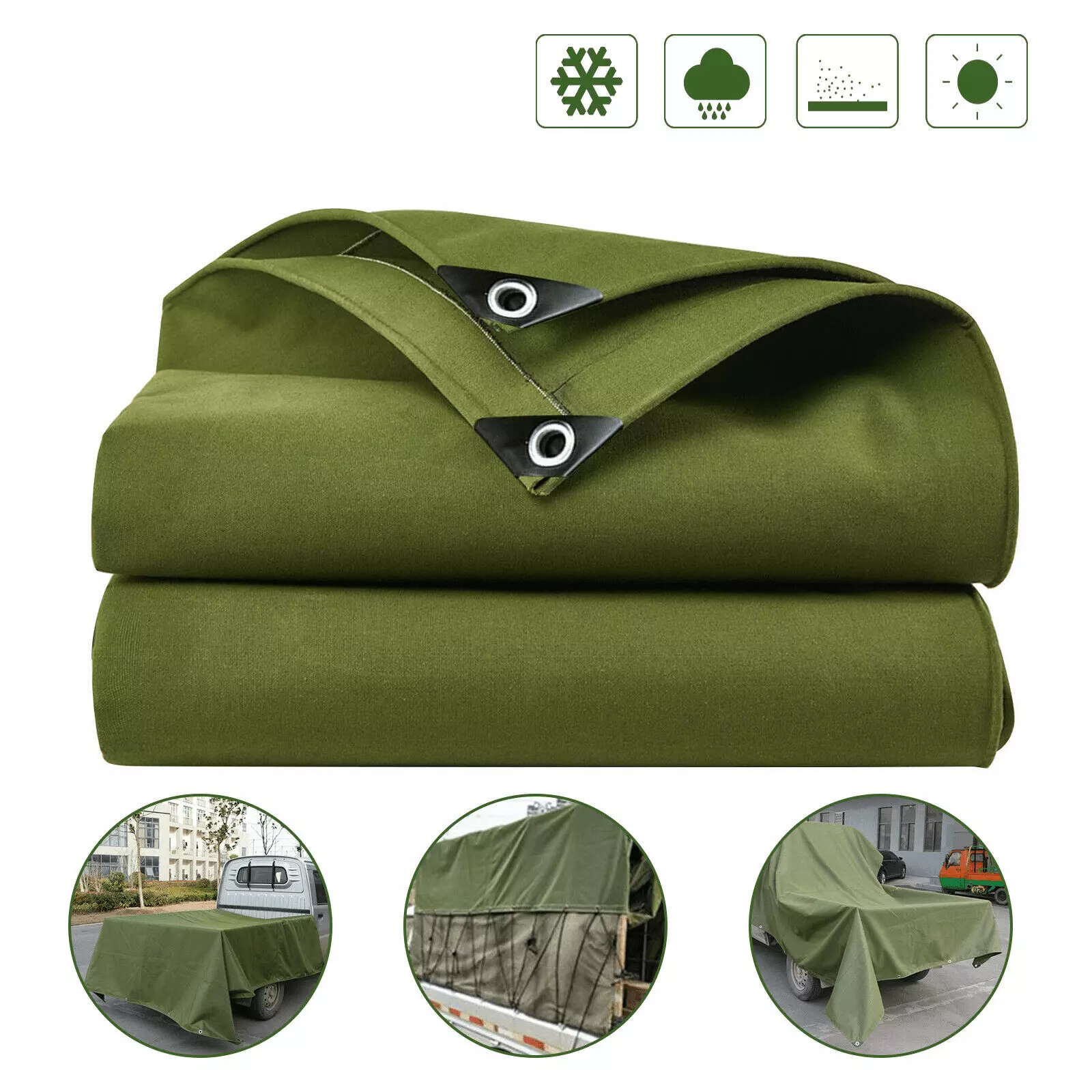 WSYW 5.9x7.8 Feet Heavy Duty Waterproof Canvas Tarp Green Cotton Tarpaulin 11