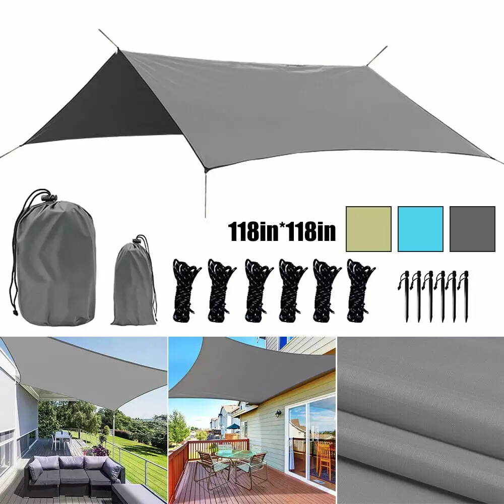 10x10ft Waterproof Camping Tent Awning Sunshade Hammock Cover Rain Fly Proof