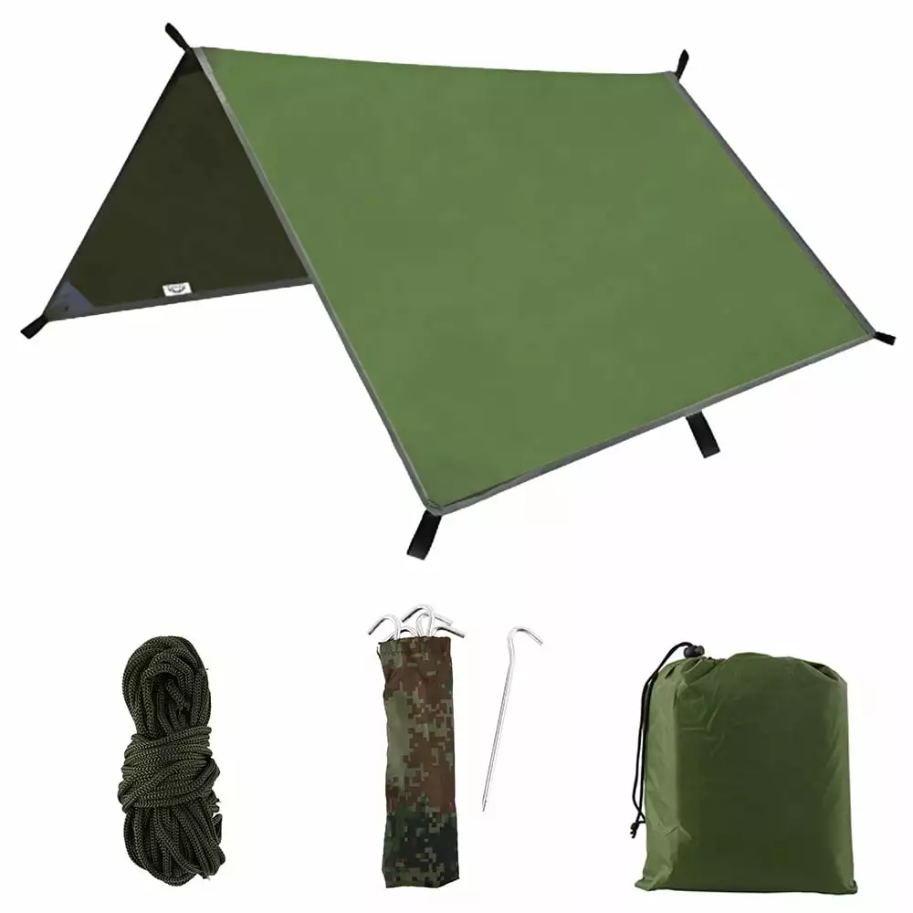 300x300cm Waterproof Multifunctional Camping Tarp Carrying Bag Picnic Shelter Hammock Sailboat Shade