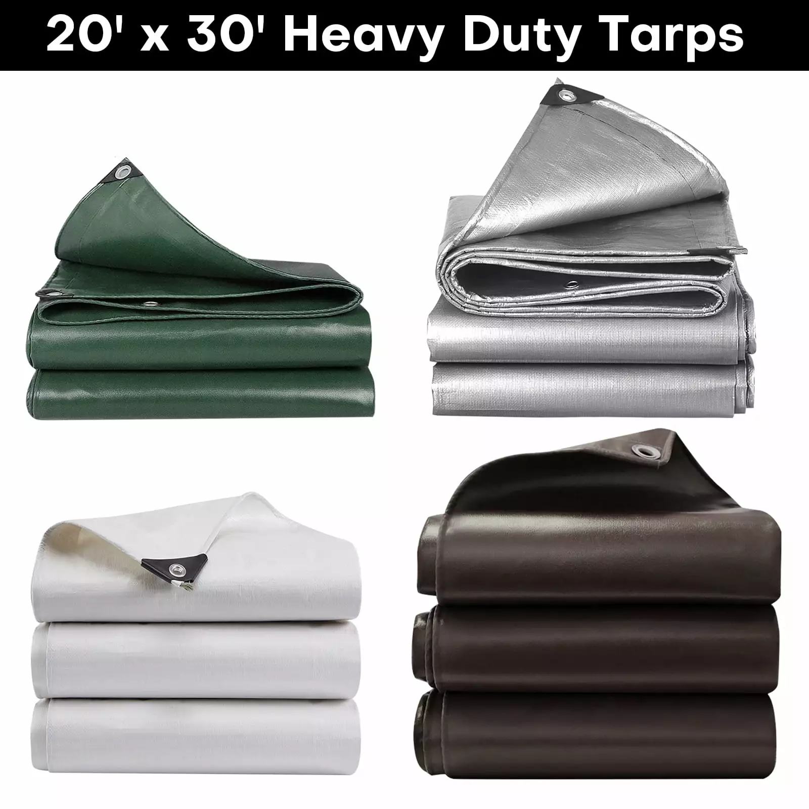 Autoez 20x30 Heavy Duty Tarp 16mil Extra Thick Multipurpose Protective Cover All Weather Proof