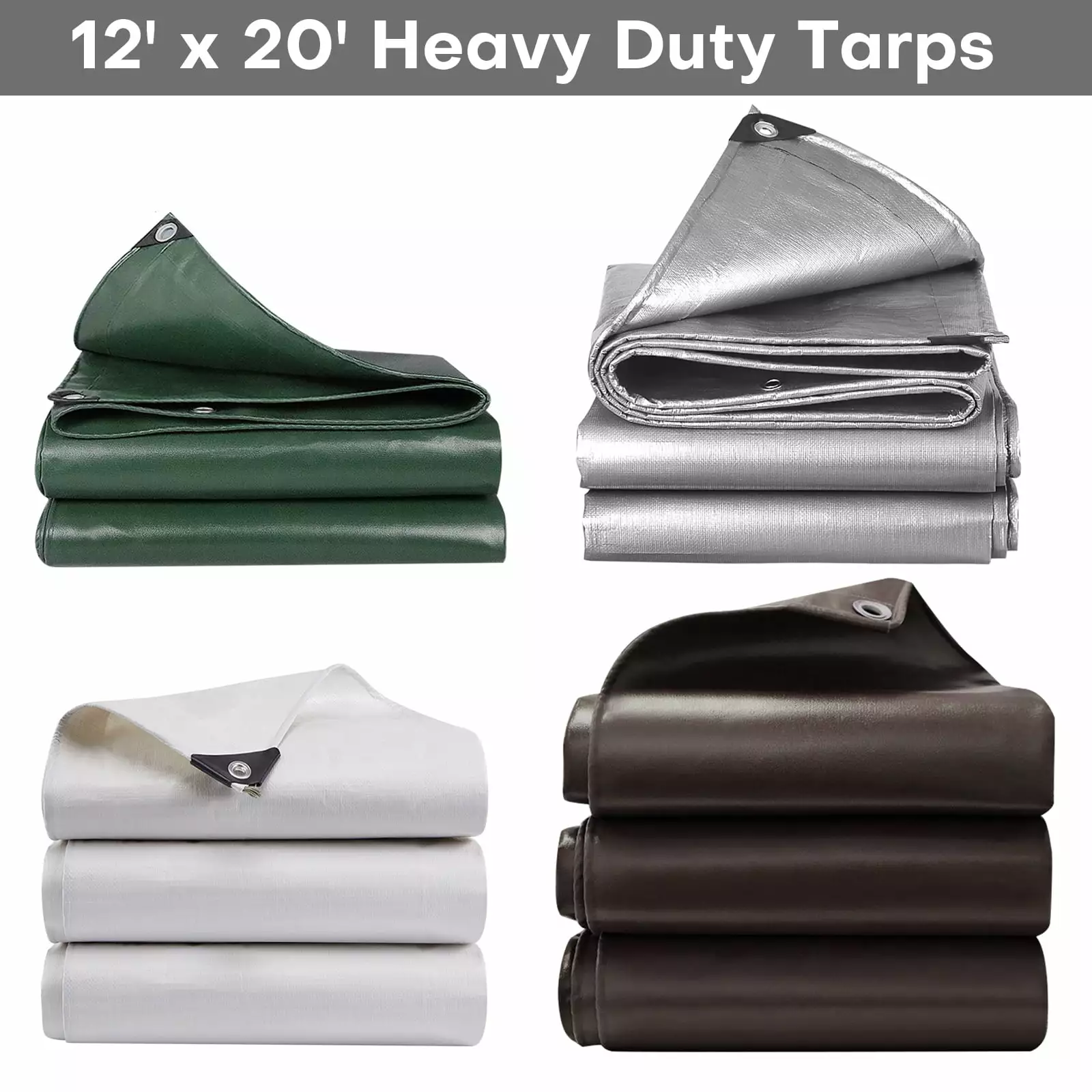 Autoez Waterproof Tarp 12x20 Feet Multi Purpose UV Resistant Poly Tarpaulin Cover