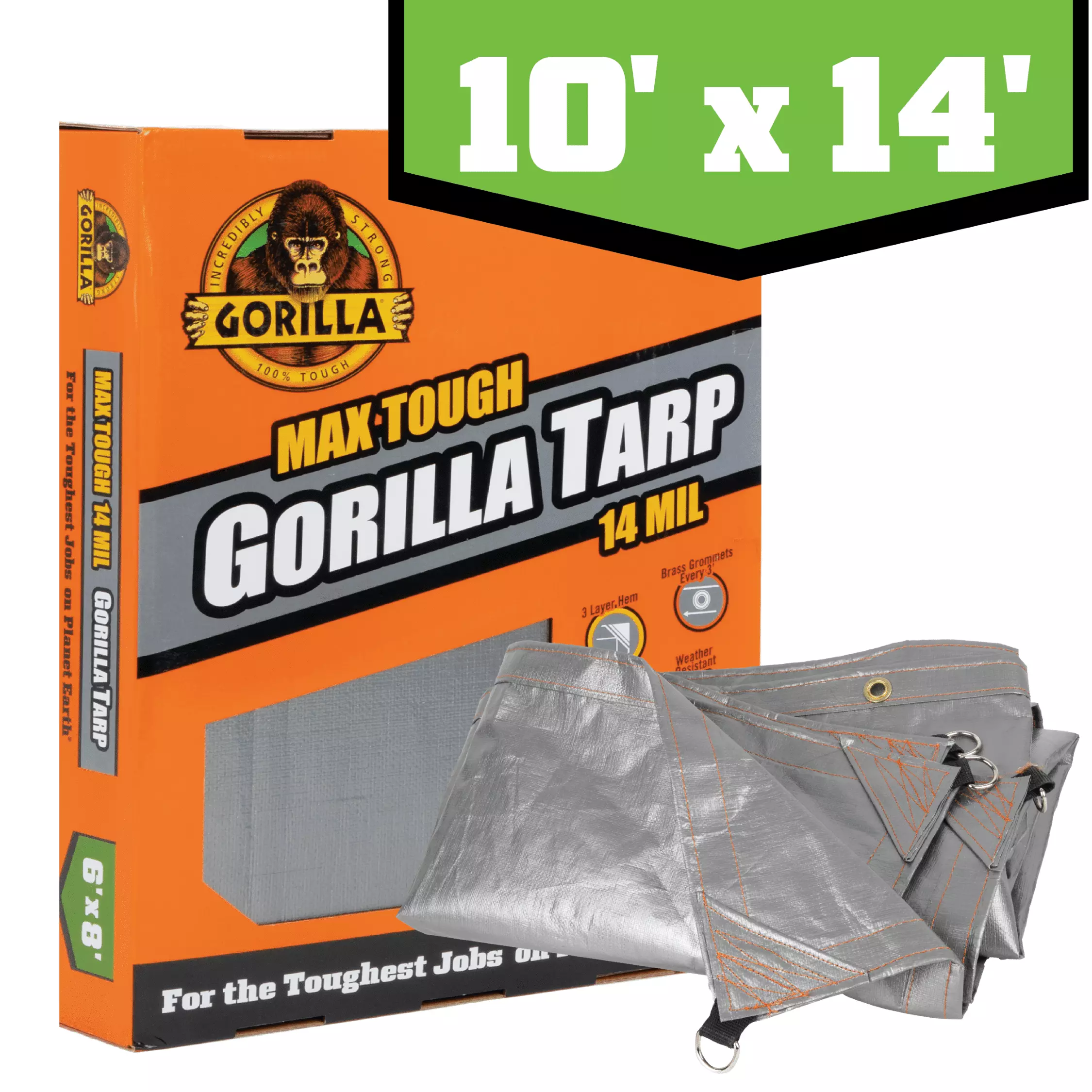 Gorilla Brand 10' X 14' Max Tough Tarp Heavy Duty Waterproof Cover Camping Outdoor Use 10