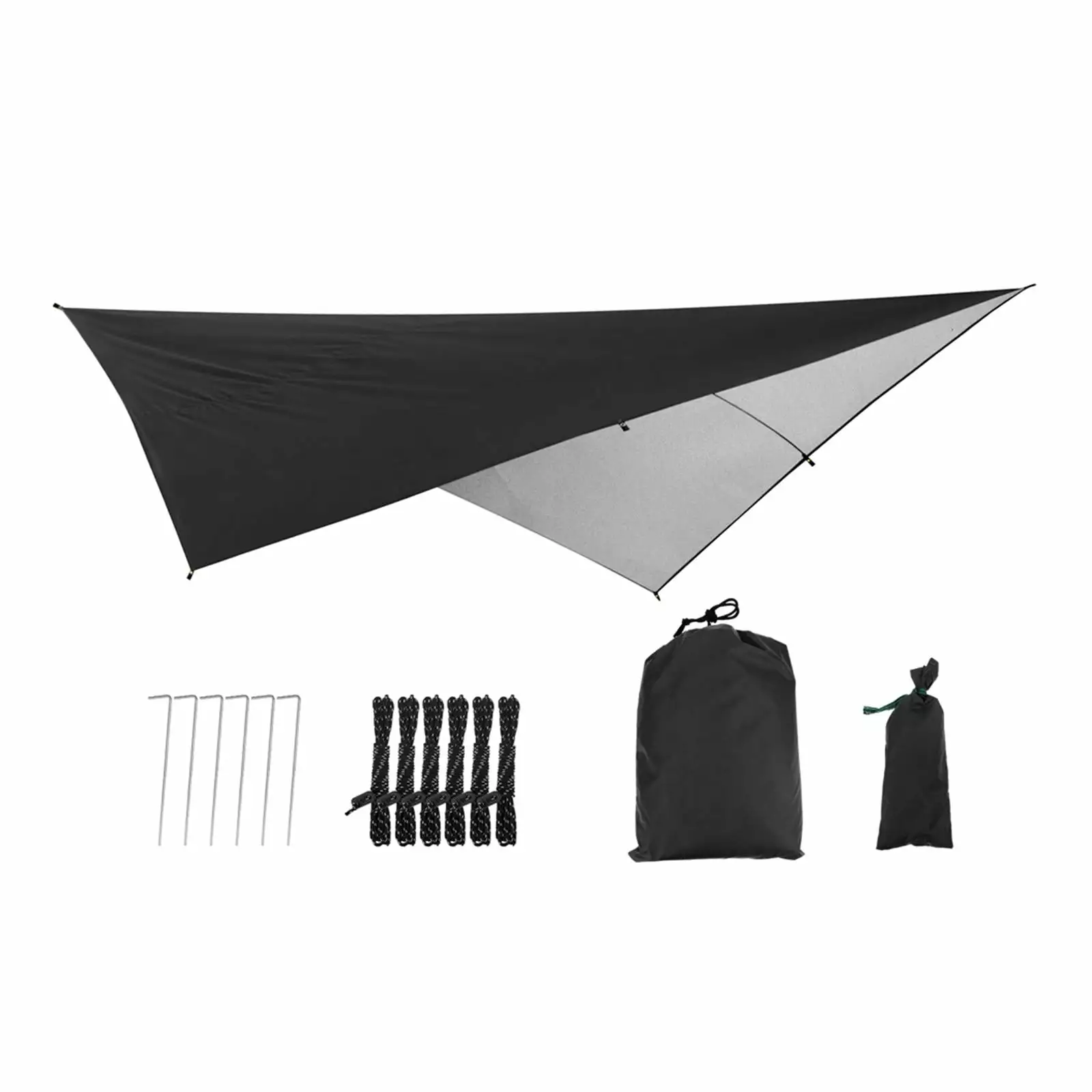 Hammock Camping Tarp Waterproof Tent Shelter Light Backpack Hiking Travel Tarp 290x290cm Black