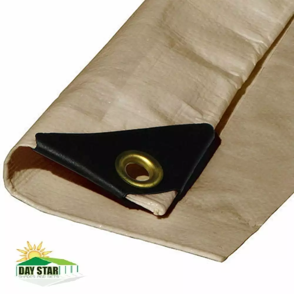 Heavy Duty Premium Poly Tarp 12 MIL Thickness 3 Ply Beige Tan Waterproof Durable 10