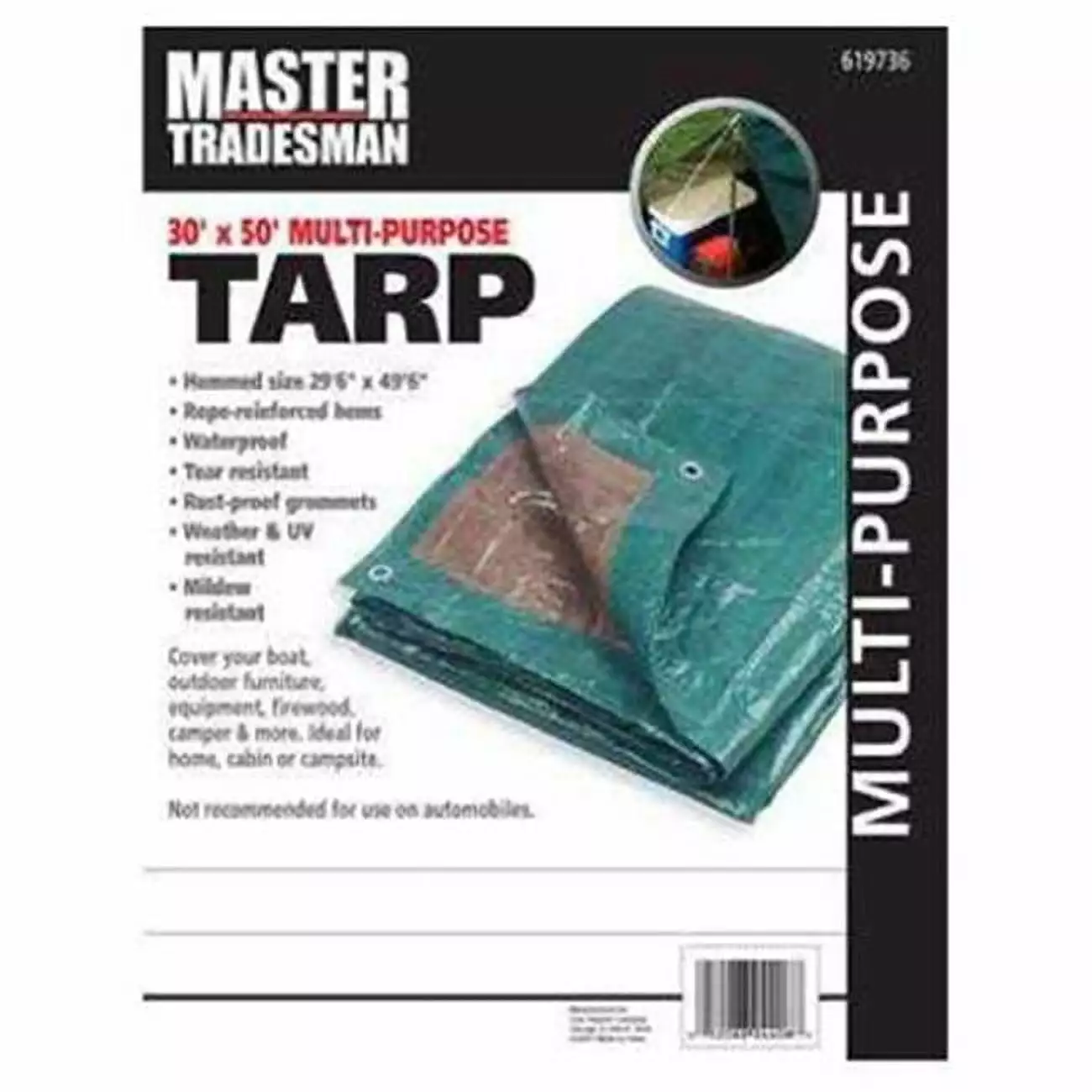 Master Tradesman 30x50 Polyethylene Storage Tarp Cover Hunter Green Brown