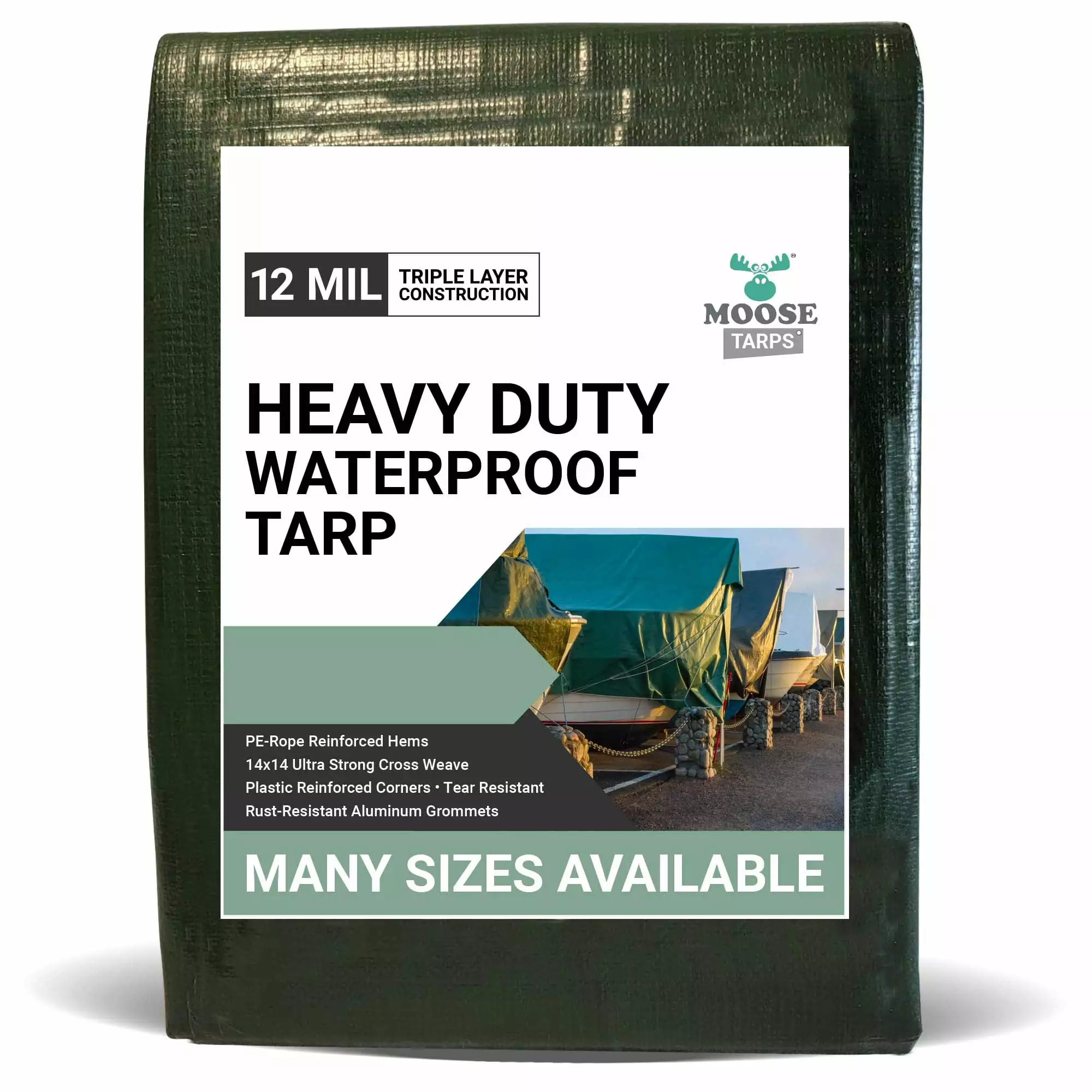 Moose Supply Heavy Duty Waterproof Poly Tarp 12x16 12 Mil Outdoor Protection 10