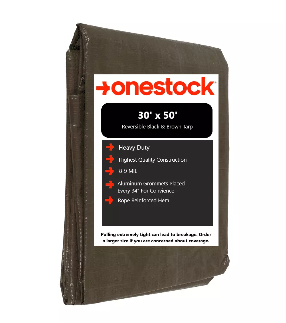 Onestock 30x50 Heavy Duty Poly Tarp Cover Grommets Brown 10