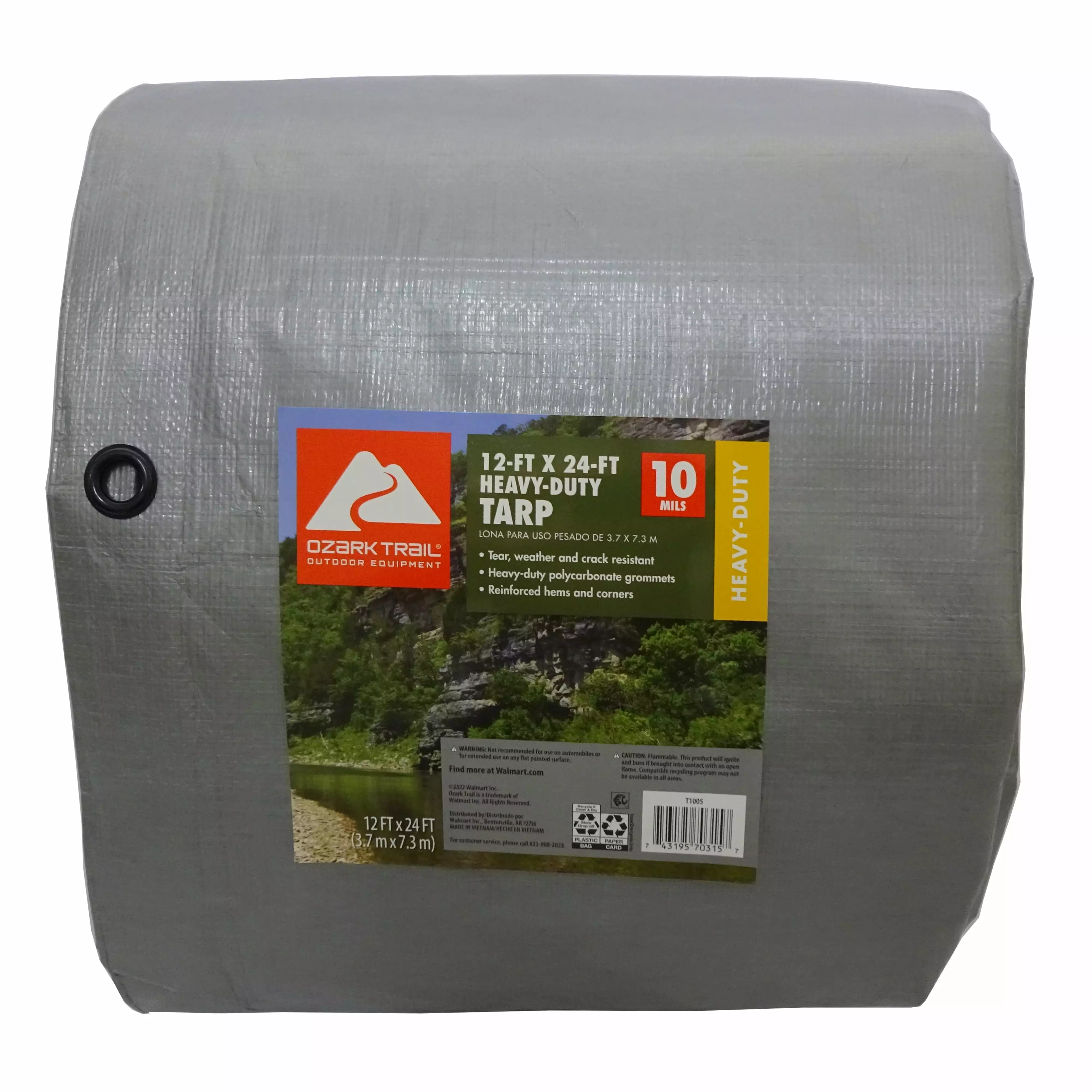 Ozark Trail Heavy-Duty Tarp 12' x 24' PE Material Waterproof Cover 12