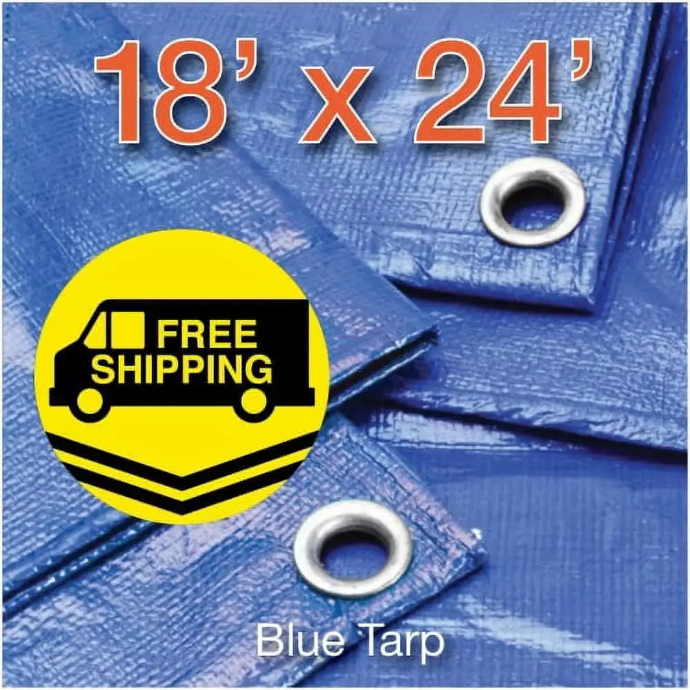 P-line Blue Poly Tarps 18x24 Heavy Duty Waterproof Cover Outdoor Use