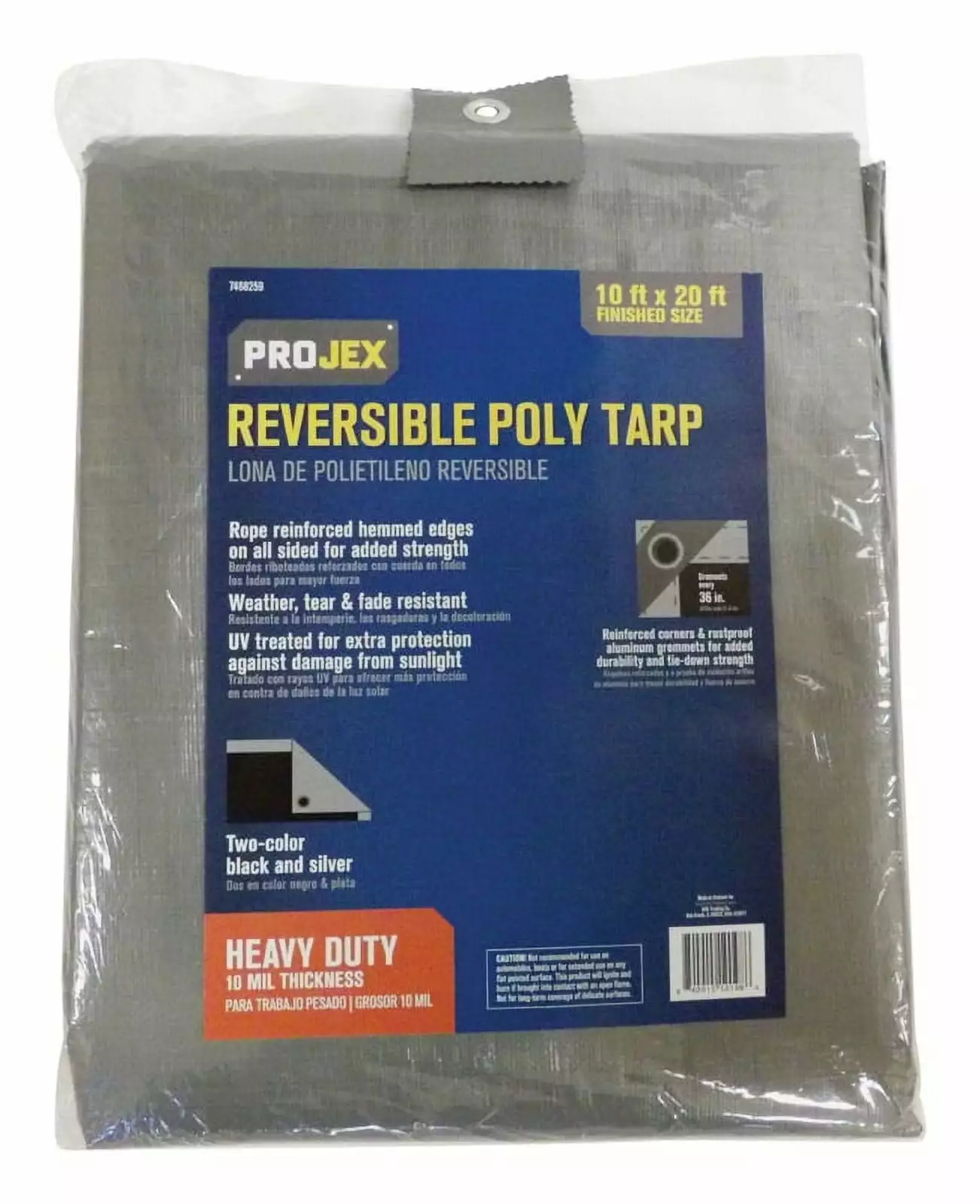Projex 20 ft x 10 ft Heavy Duty Polyethylene Tarp Black Silver Reversible 10