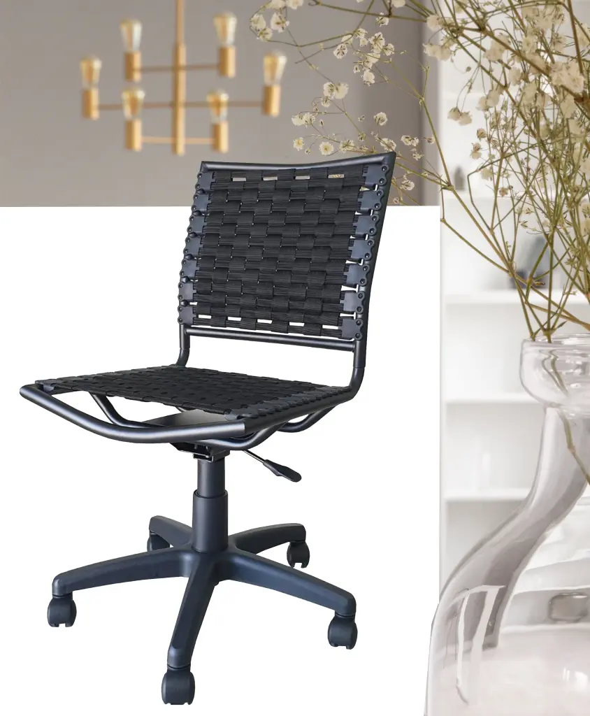 Bungee Task Stationery Chair Armless Black Coating Caster Nylon Solid Office or Home new spec furniture