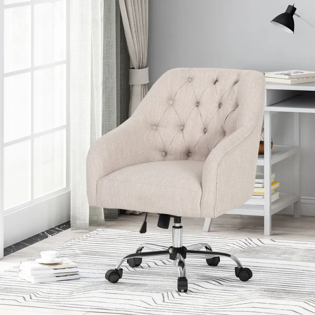 Office Chair Beige Material Ergonomic Design nh-an