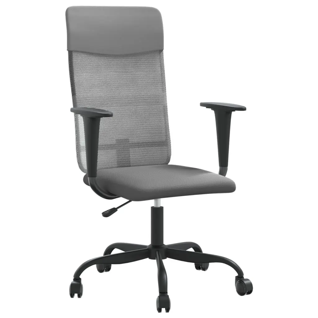 Office Chair Gray Mesh Fabric and Faux Leather Ergonomic Task Chair