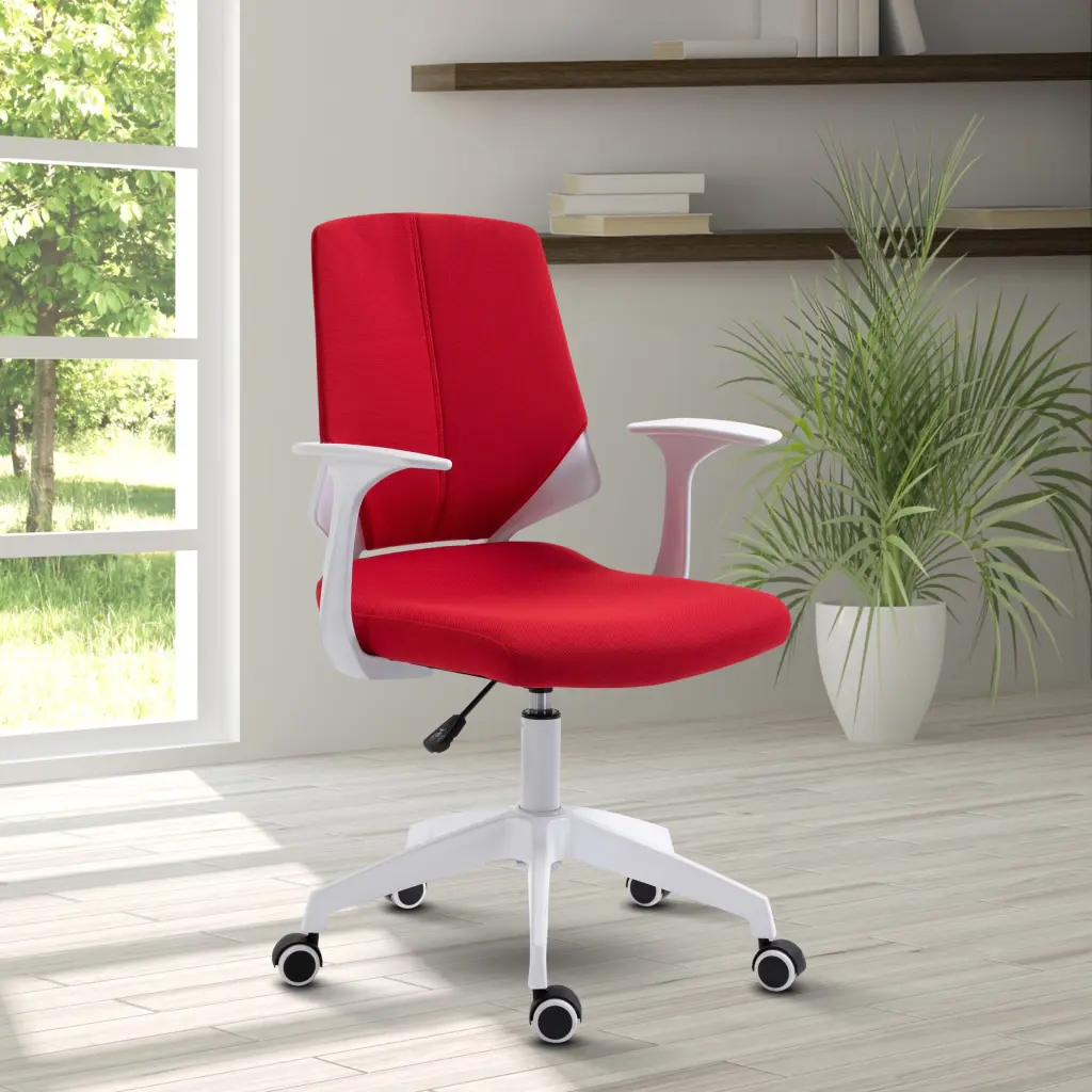 Techni Mobili Height Adjustable Mid Back Office Chair Red technimobili