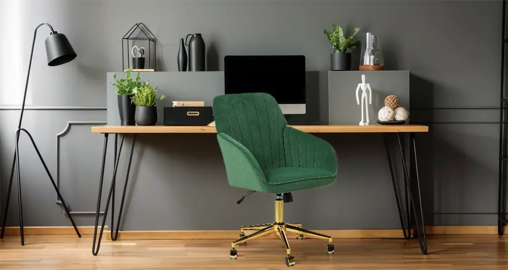 YS Stationery Chair Blackish Green Velvet Ergonomic Office Chair ts furniture