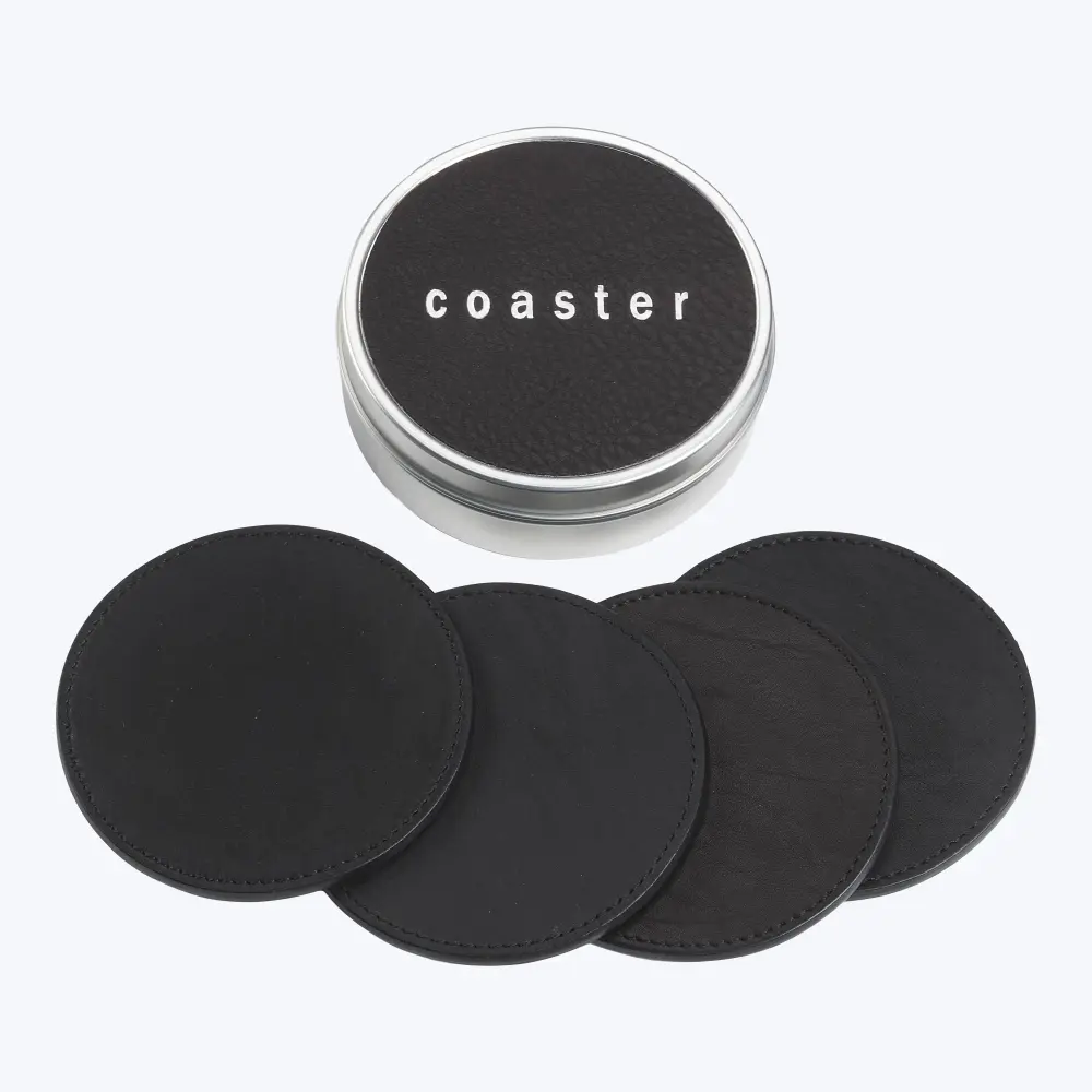 Leather Coasters Tin Box
