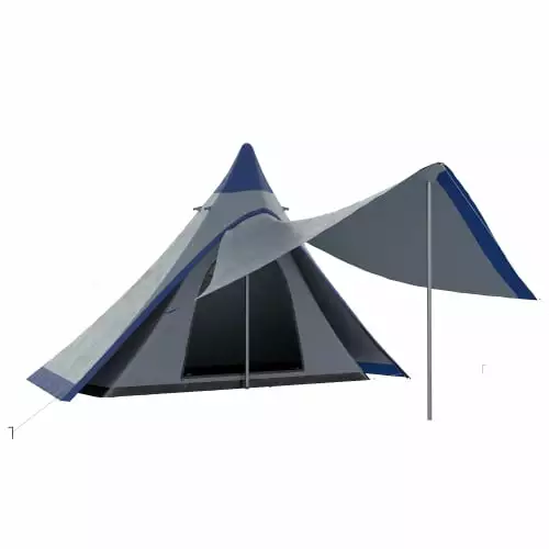 15.4'x15.4'x8.5' Teepee Tent Waterproof Porch Area 2-3 Person Camping