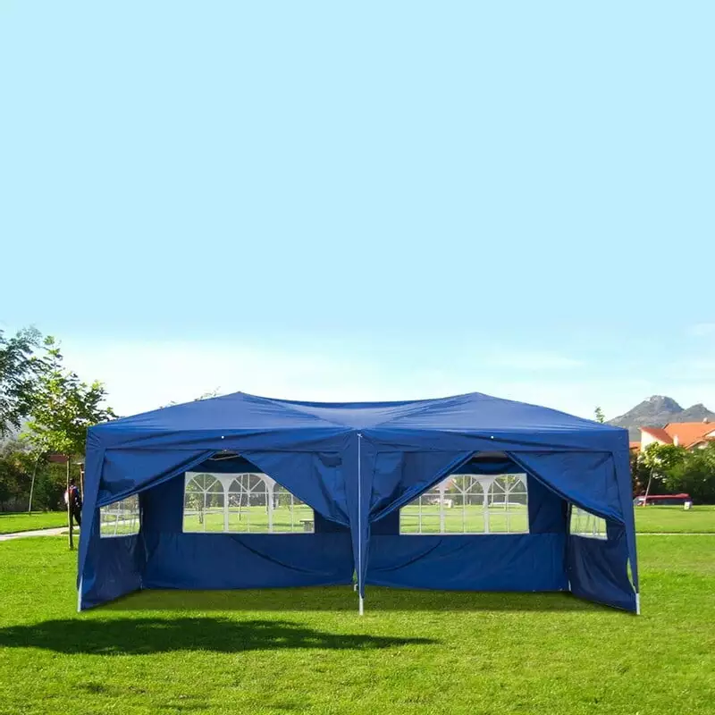 3x6m Four Windows Waterproof Folding Tent Blue Outdoor Camping