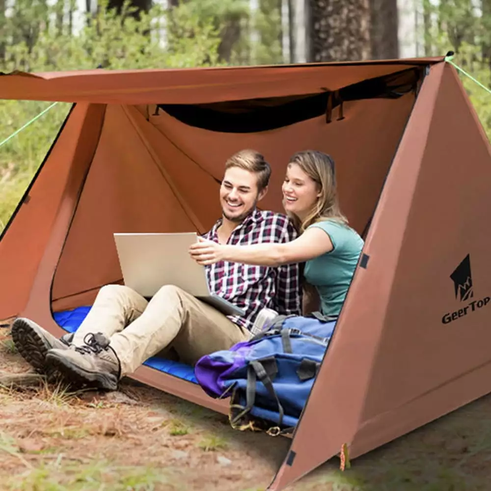 Geer Tents 2-Person Dual Layer Rainproof Windproof Portable Shelter 210d