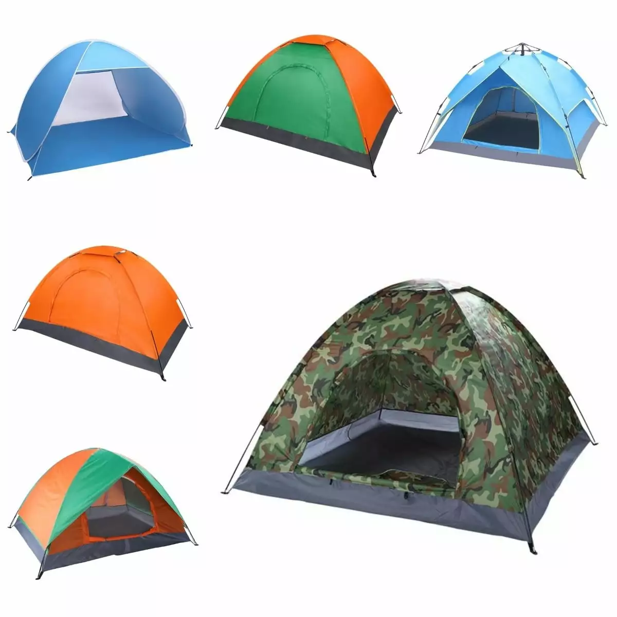 Goorabbit 2-3 Person Camping Tent Double-Deck Two-Door Hydraulic Automatic Instant Setup Blue
