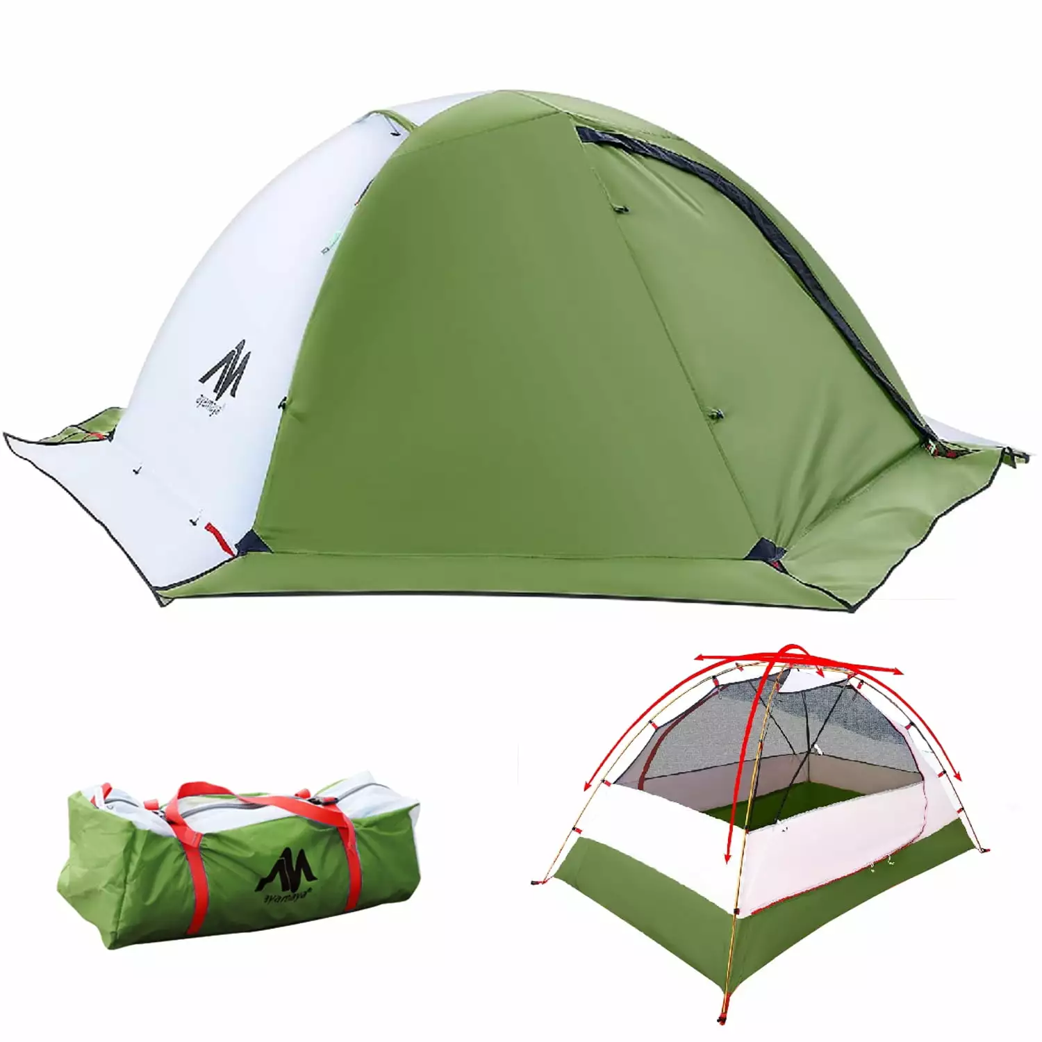 IC ICLOVER Lightweight 2-Person Backpacking Tent Waterproof Two Doors 4 Seasons Camping
