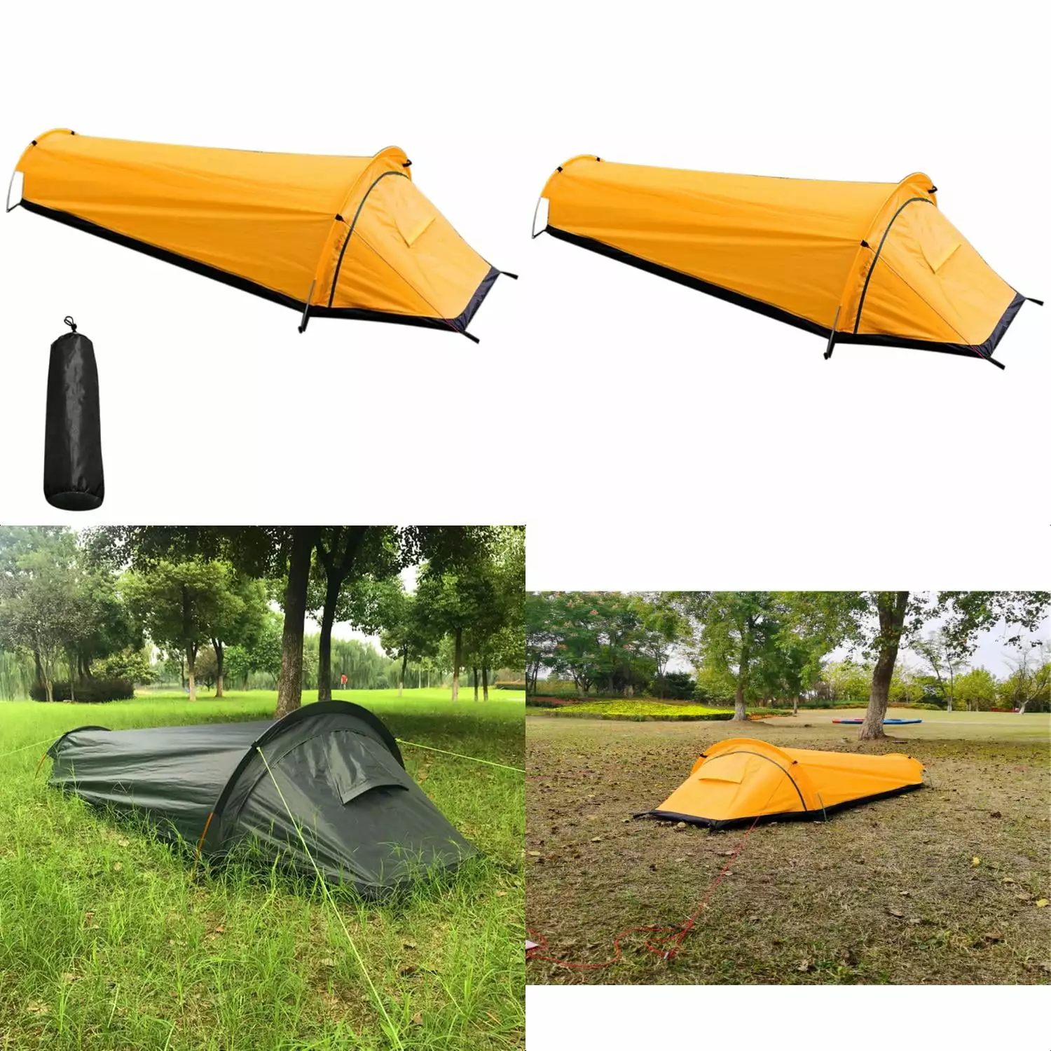 Lightweight Single Person Backpacking Tent Outdoor Camping and Sleeping Bag Use