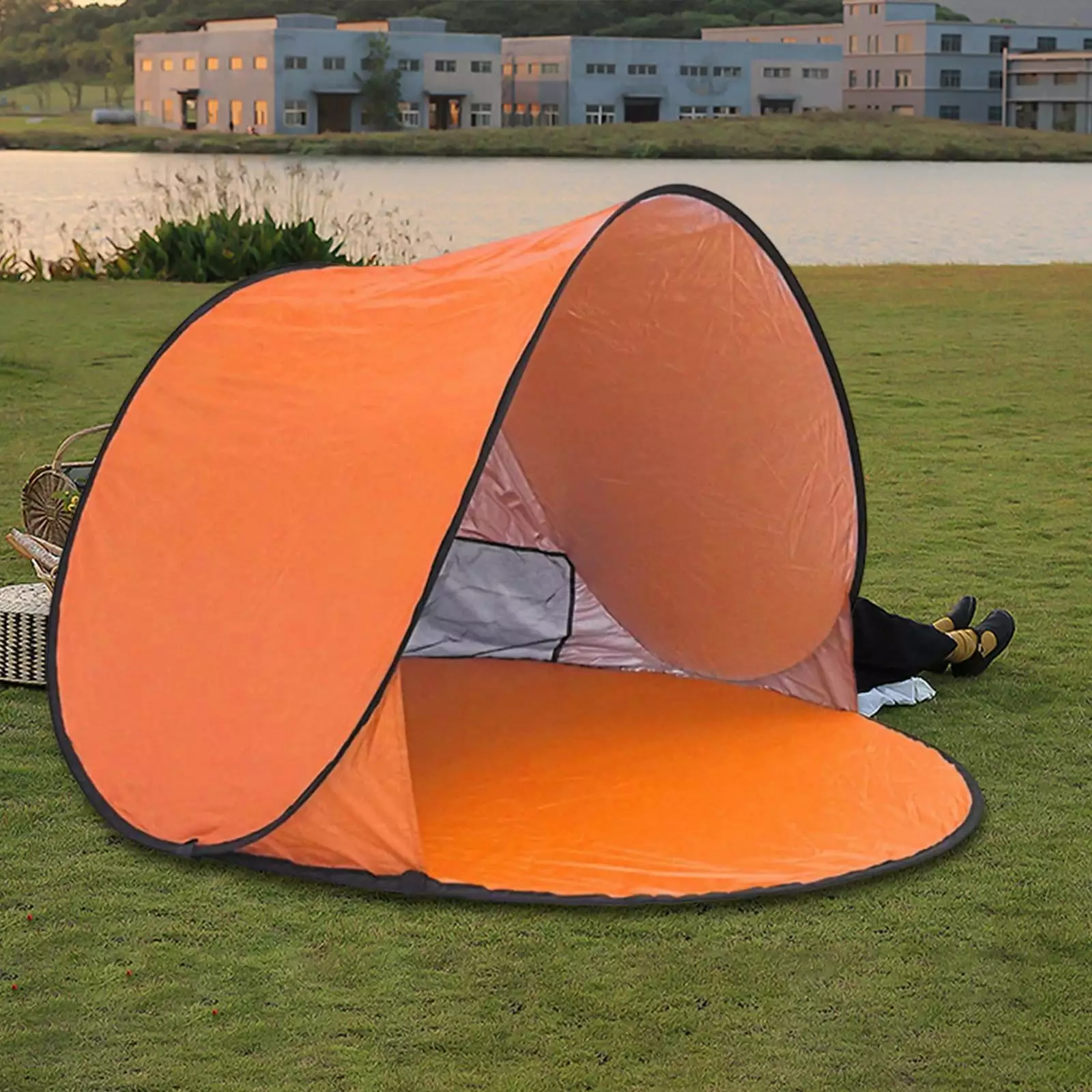Portable Beach Tent Water Resistant Automatic Canopy Lightweight Outdoor Travel Orange