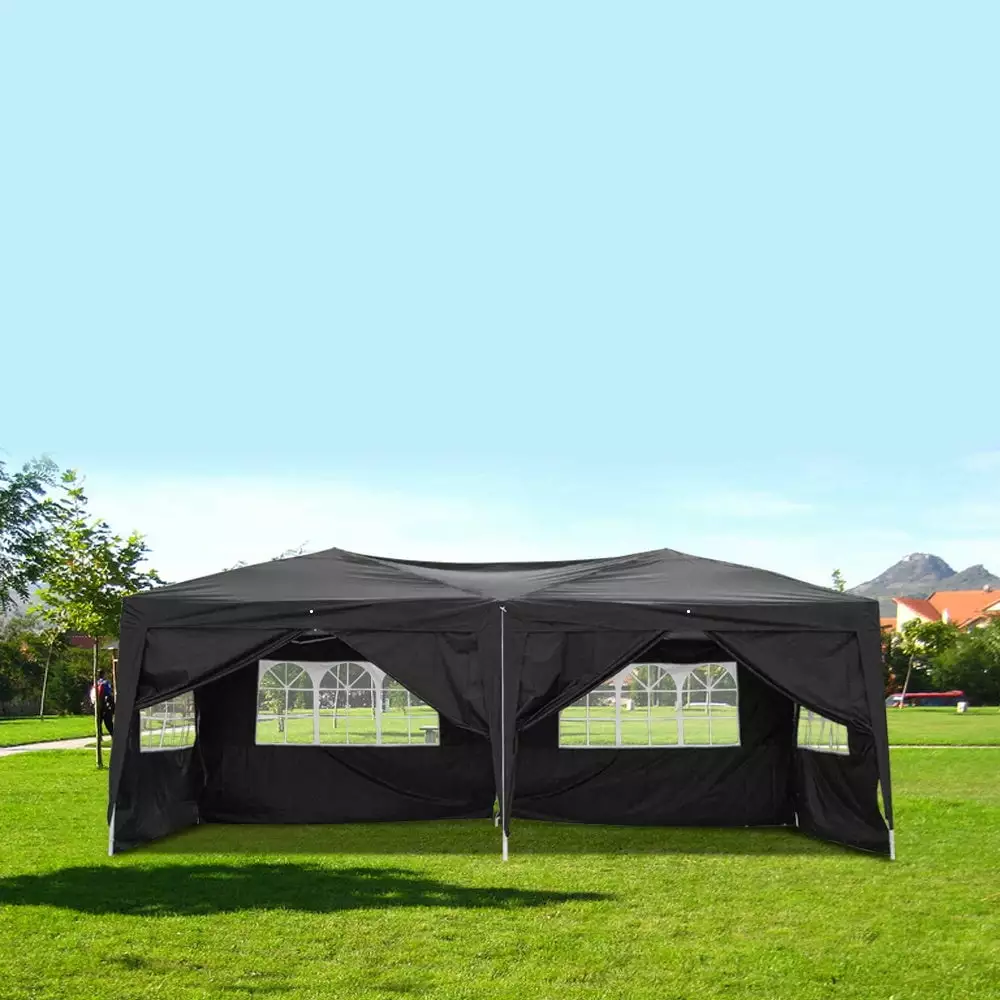 20x10ft Four Windows Waterproof Folding Tent Black Outdoor Use 20